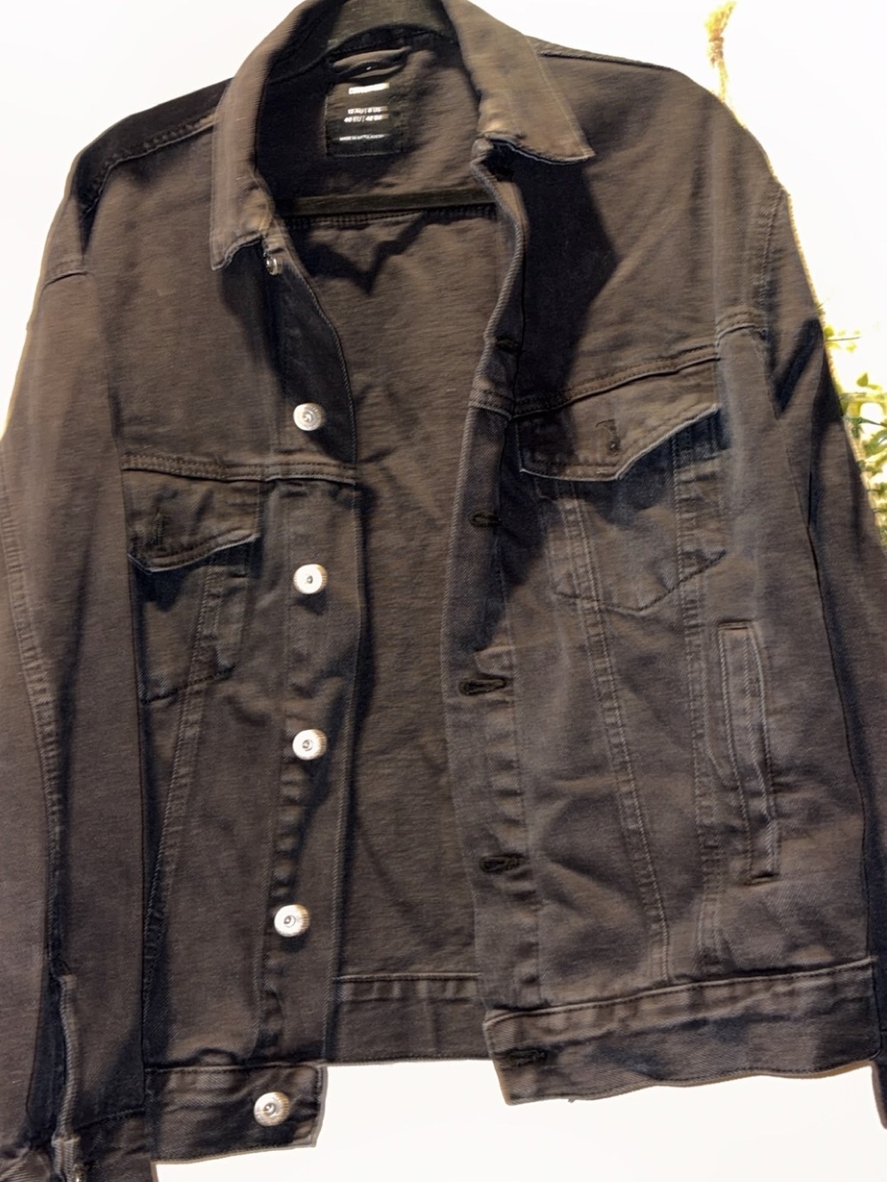 Cotton On Black Denim Jacket with Button Front